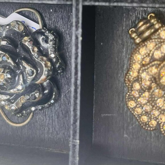 Vintage Black Rose Pendant Necklace — Artist Reworked Piece — Sterling Chain - Picture 7 of 8